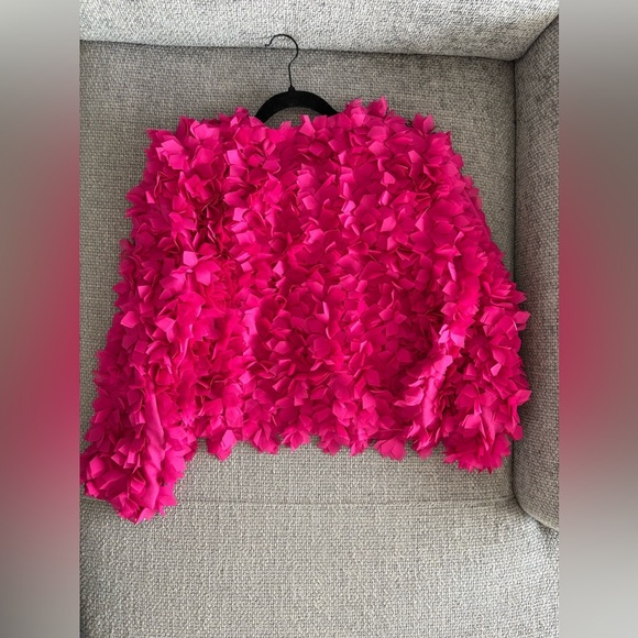 Zara fushia Petal Textured Fitted Statement Jacket – Size Medium - Picture 13 of 13